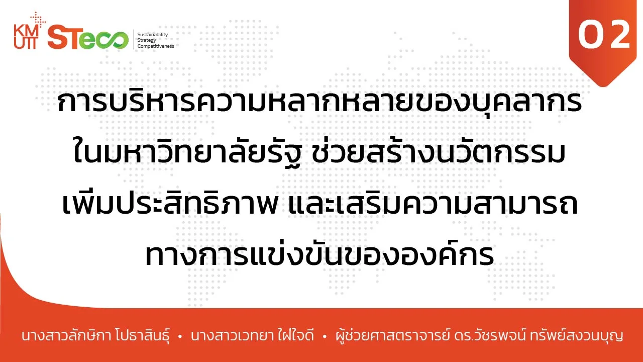 การบริหารจัดการความหลากหลายของบุคลากรในมหาวิทยาลัยรัฐที่ส่งผลต่อการเพิ่มขีดความสามารถในการแข่งขัน